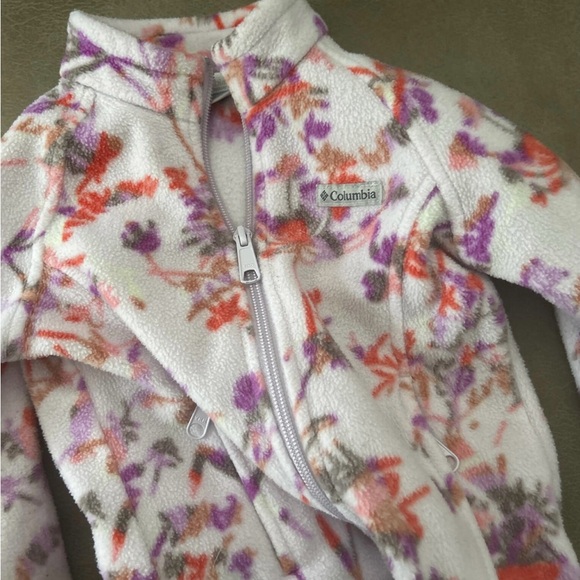 Columbia Kids' Floral Fleece Jacket - White, Purple, Orange - Picture 1 of 2